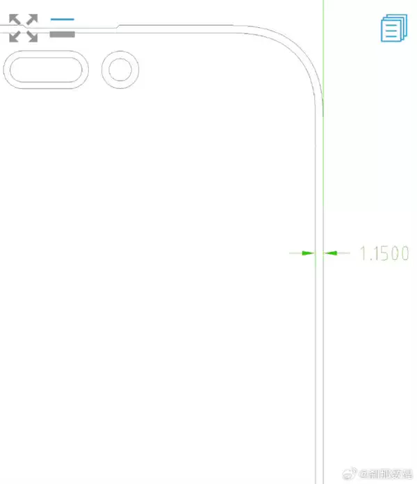 iPhone 16 Pro Max屏幕CAD图出炉：1.15mm边框全球最窄插图2