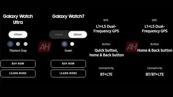 三星 Galaxy Watch Ultra 和 Galaxy Watch7 规格参数泄露插图1