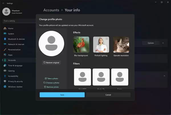 Windows 11 将内置带有人工智能特效的个人资料图片编辑器插图