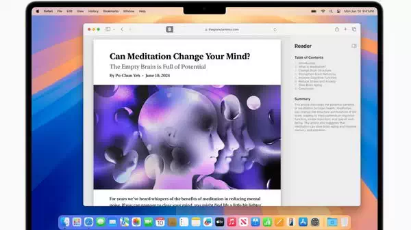 Safari 18 包含一个新的摘要功能，用于总结文章等内容插图1