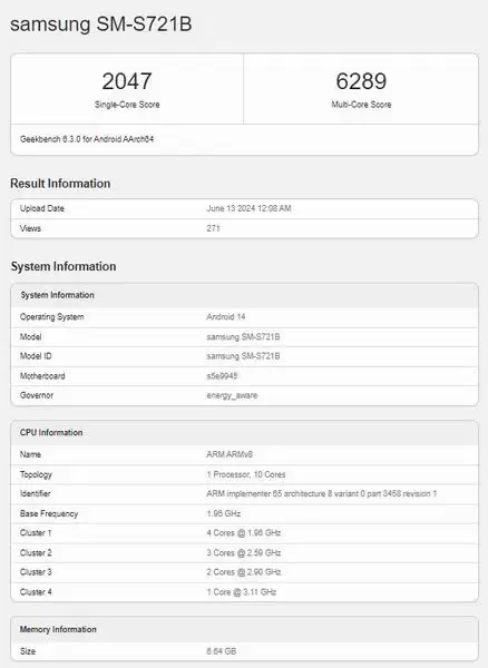 三星 Galaxy S24 FE Exynos 2400 版亮相 Geekbench插图1