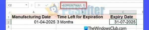 3、使用 EOMONTH 表示月末到期日