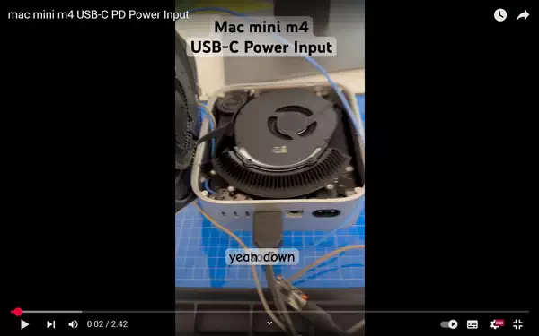 国外大佬改造苹果 M4 版 Mac mini：可通过 USB-C 供电