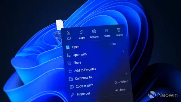 微软又更改了 Windows 11 上下文菜单的设计
