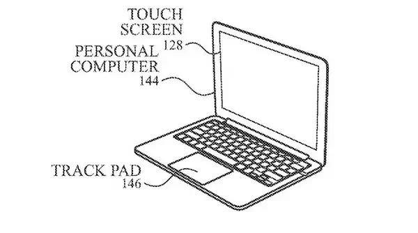 触摸屏 MacBook 型号的专利插图