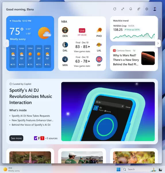 Windows 11 中重新设计的 Windows Widgets 体验
