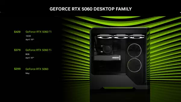 英伟达 RTX 5060 8G 显存版发布：售价 299 美元
