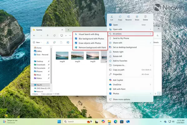 微软 Windows 11 测试版新增文件资源管理器人工智能功能 [附开启方法]