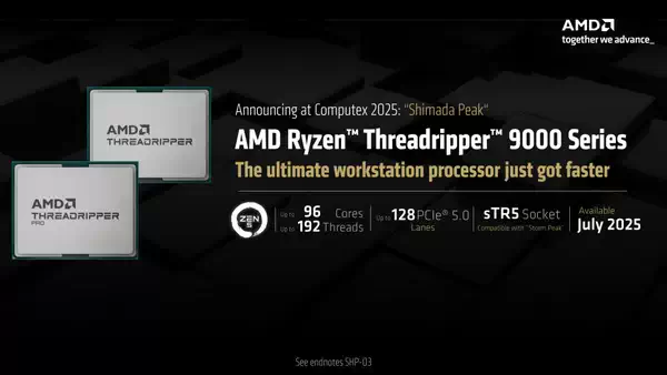 AMD Threadripper 9000 配备多达 96 个 Zen 5 核心